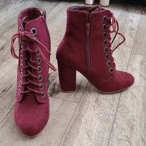 JustFab heeled laceup booties